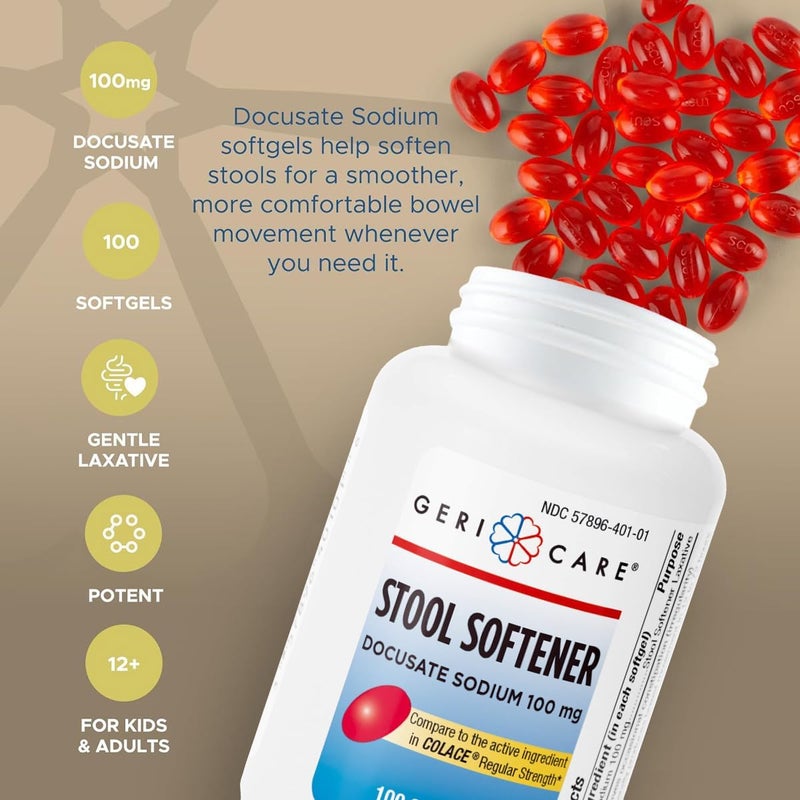 GeriCare Stool Softener  Docusate Sodium 100mg  Extra Strength Gas Relief  Simethicone 125 mg Softgels Gentle Constipation Relief and Fast Gas Bloating  Pressure Relief Bundle Digestive Health - Image 3