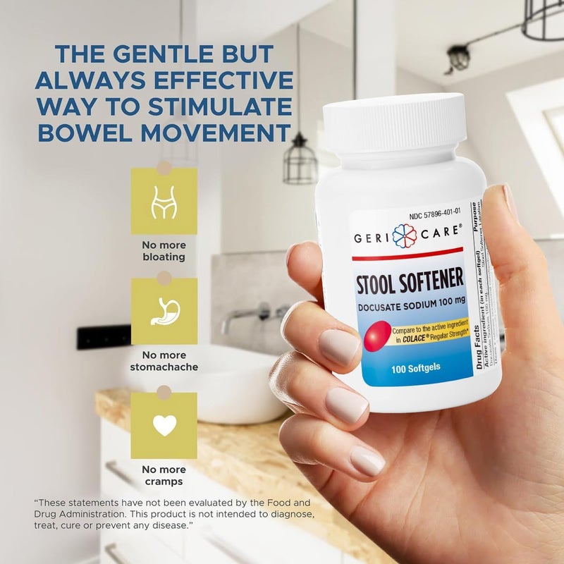 GeriCare Stool Softener  Docusate Sodium 100mg  Extra Strength Gas Relief  Simethicone 125 mg Softgels Gentle Constipation Relief and Fast Gas Bloating  Pressure Relief Bundle Digestive Health - Image 4