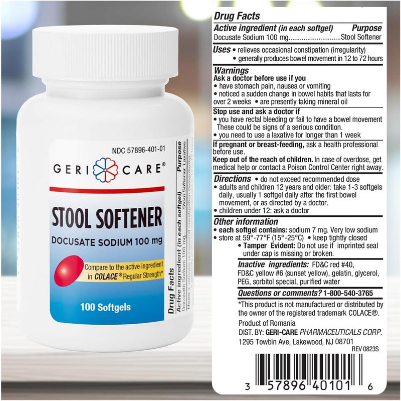 GeriCare Stool Softener  Docusate Sodium 100mg  Extra Strength Gas Relief  Simethicone 125 mg Softgels Gentle Constipation Relief and Fast Gas Bloating  Pressure Relief Bundle Digestive Health - Image 5