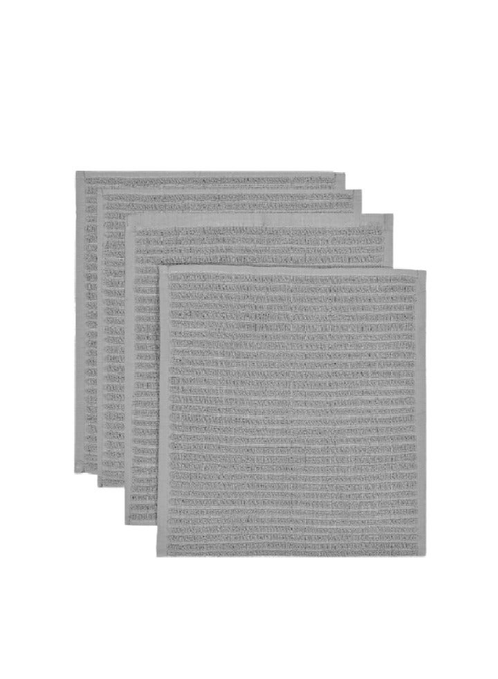 SIGNOOLA Signoola Multi-Purpose Towel Set Of 4 Pcs 30 x 30 cm Grey stripe, 100% cotton  - Image 4