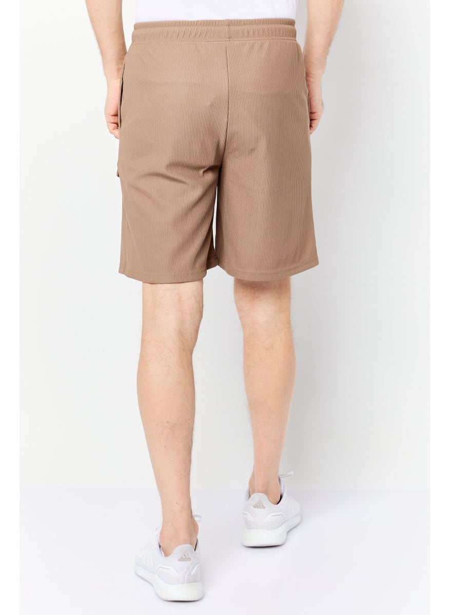 Core Elements Men Brand Logo Basic Shorts, Brown  - Image 2