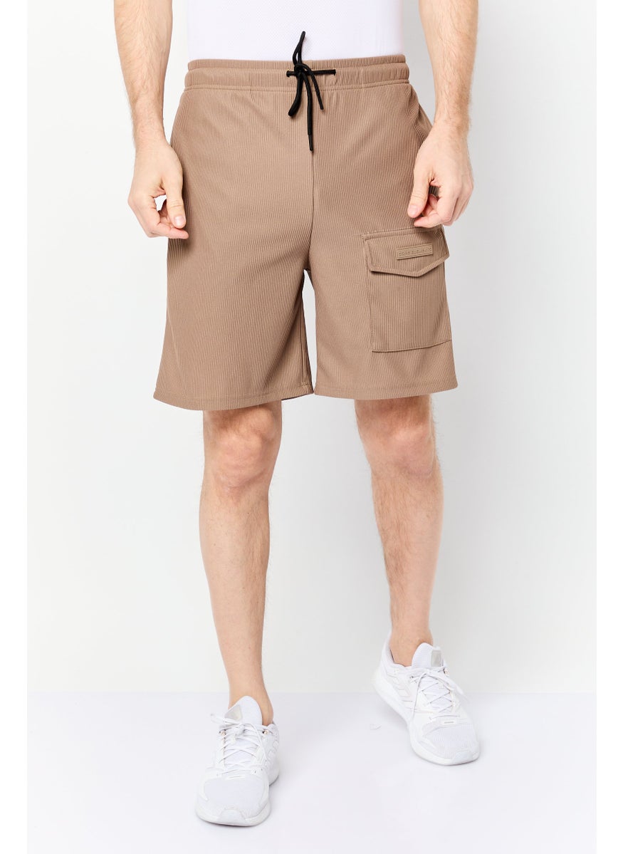 Core Elements Men Brand Logo Basic Shorts, Brown  - Image 1
