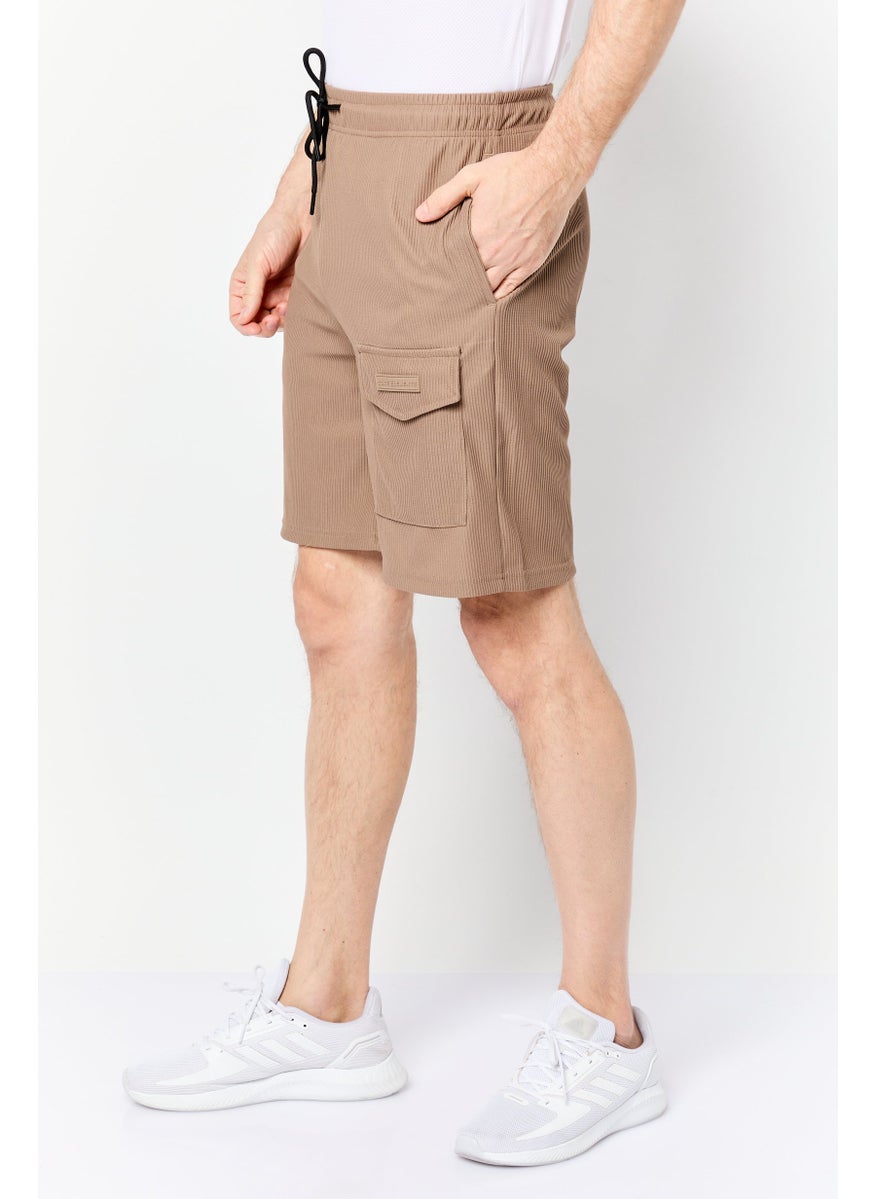 Core Elements Men Brand Logo Basic Shorts, Brown  - Image 4