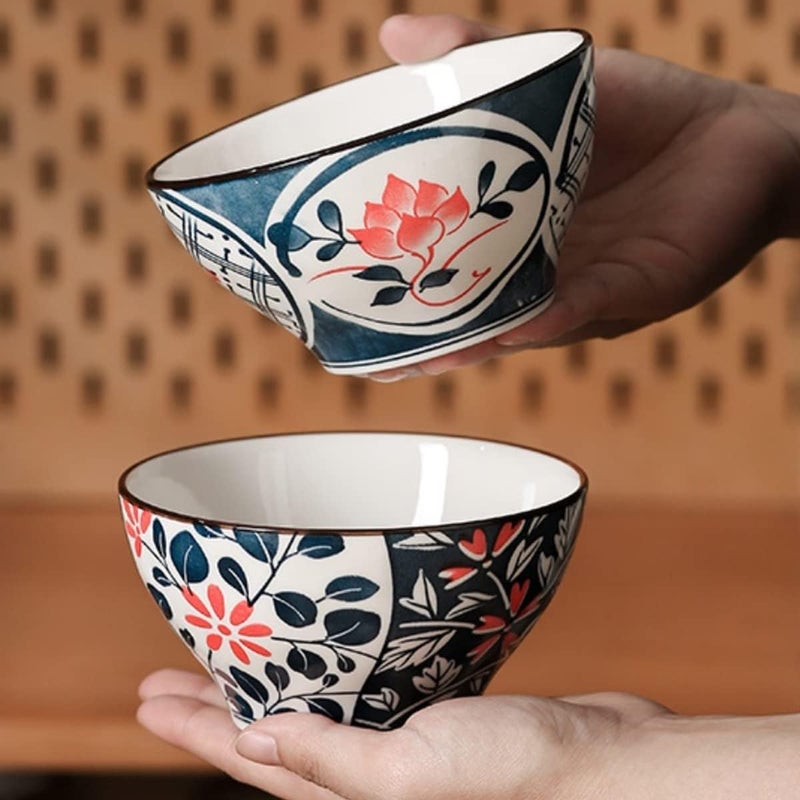 DPT Enterprises Vintage Ceramic Side Bowls for Serving Snacks Fruits Salad Desserts Noodles RamenSoups or CurriesMicrowave Dishwasher Safe Snack Bowl Set of 2 - Image 3