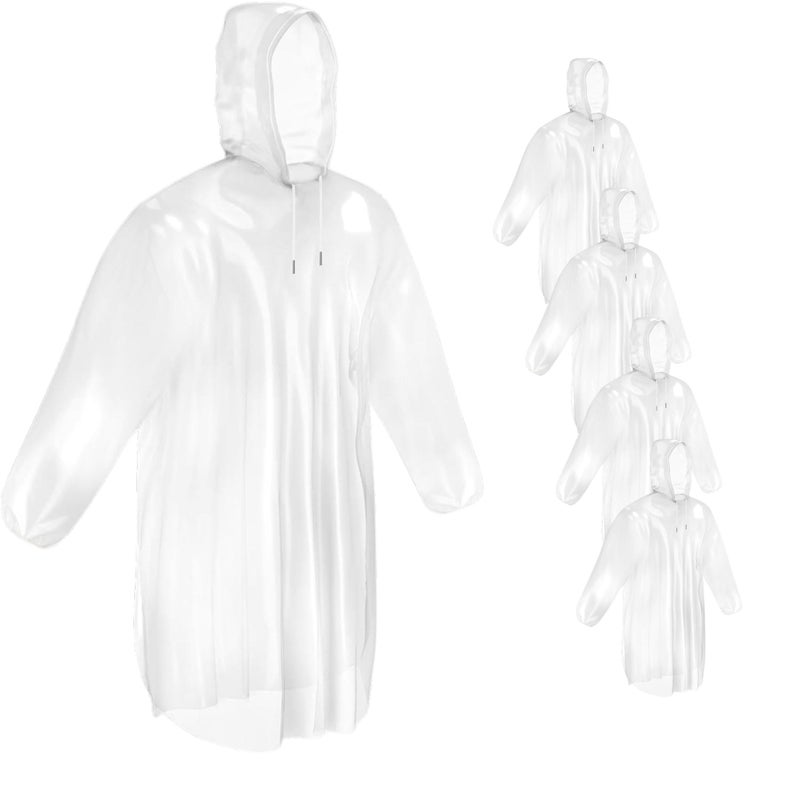 Mindful Design Rain Ponchos with Drawstring Hood (4 Pack) Disposable Emergency Clear Poncho for Adults - Image 1