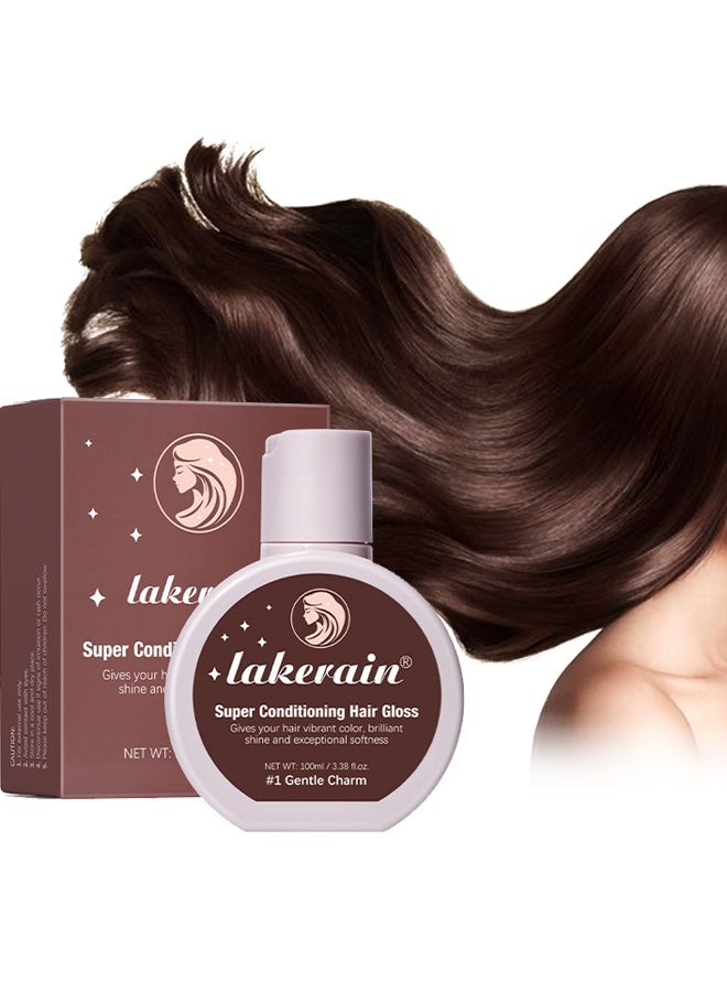 ليكرين ملمع الشعر Super Conditioning - يمنح الشعر لمعانا نابضا بالحياة ، نعومة وترطيبا ، تلوينا دائما ، يرطب الشعر الناعم ، صبغة شعر سهلة الاستخدام ، صبغة شعر سحر لطيف # 2 بريق شوكولاتة (100 مل) - Image 1