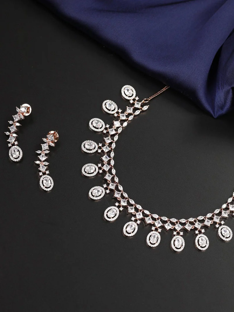 Priyaasi Rose AD-Studded Handcrafted Jewellery Set