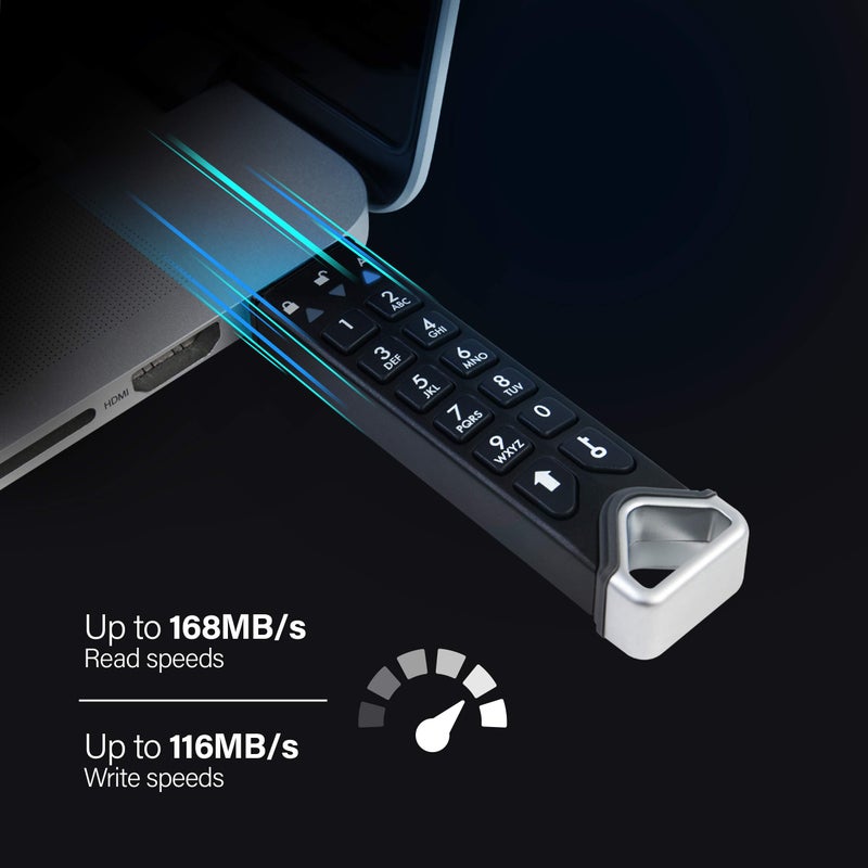 iStorage datAshur PRO2 256 GB | Secure Flash Drive | FIPS 140-2 Level 3 Certified | Password protected | Dust/Water-Resistant - Image 2