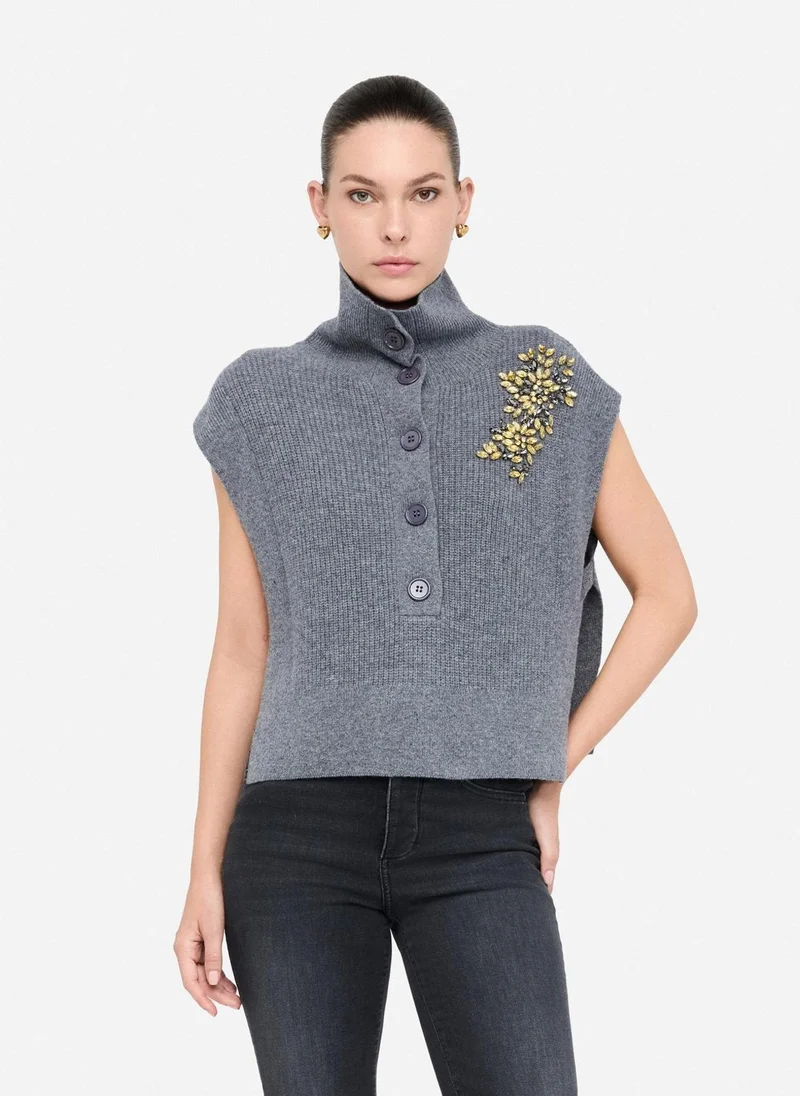 Liu Jo Wool vest with bejewelled embroidery