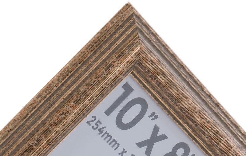Wall Space 10x8 Gold Frame | Antique Gold Photo Frames 10x8 | 10 x 8 inch Gold Photo Frames | Wooden 8x10 Picture Frames | All 10x8 Gold Wooden Frames are made from SOLID WOOD and have REAL GLASS - Image 4