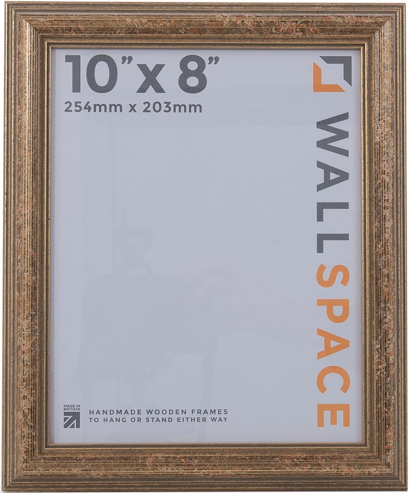 Wall Space 10x8 Gold Frame | Antique Gold Photo Frames 10x8 | 10 x 8 inch Gold Photo Frames | Wooden 8x10 Picture Frames | All 10x8 Gold Wooden Frames are made from SOLID WOOD and have REAL GLASS - Image 3