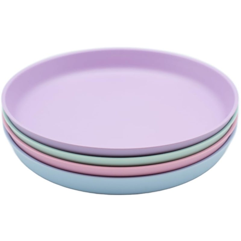 Weesprout Bamboo Plates  Set Of 4  Kid-Sized Dinnerware  Dishwasher Safe Melamine Dishware (Pastel Blue  Mint  Purple & Pink  Without Lids) - Image 1