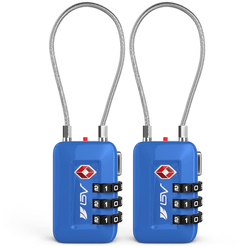 BV TSA Accepted Luggage Travel Lock, Set-Your-Own Combination Lock for School Gym Locker, Luggage Suitcase Baggage Locks, Filing Cabinets, Toolbox, Case (Blue, 2 Pack)  - Image 1