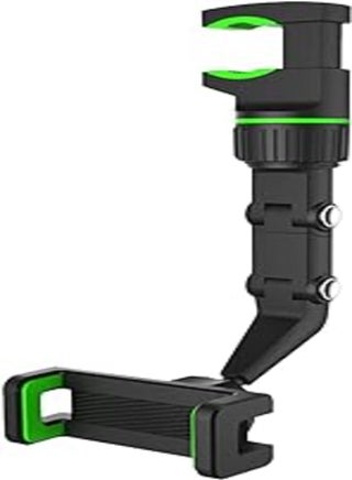 Saycker Vehicle Rear View Mirror Phone Holder Mount Universal Smartphone Cradle Adjustable Navigation Rotatable(Green) - pzsku/Z9A86406BDA4AD85937CBZ/45/_/1717327895/d6dfdb78-7eb1-4a74-9825-836509a155ef