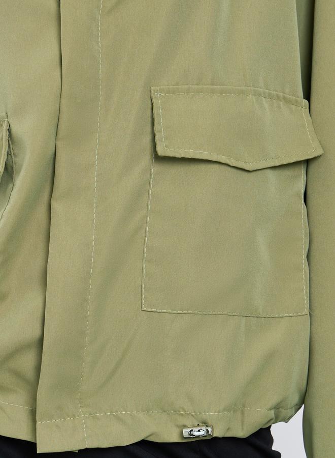 Styli Khaki Boxy Fit Utility Jacket with Flap Pocket - Image 4