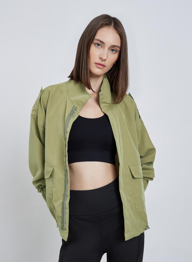 Styli Khaki Boxy Fit Utility Jacket with Flap Pocket - Image 1