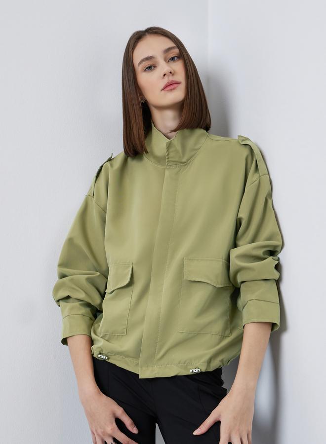 Styli Khaki Boxy Fit Utility Jacket with Flap Pocket - Image 3