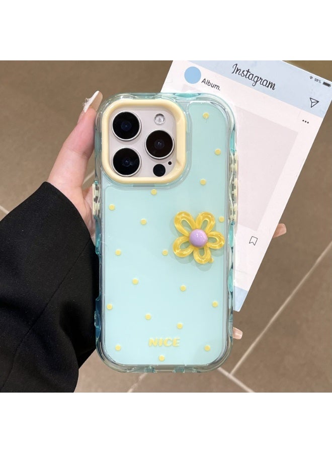 NIBEMINENT Rainbow Simple And Cute Protective TPU Case Cover For iPhone 15 Pro, Green - Image 1