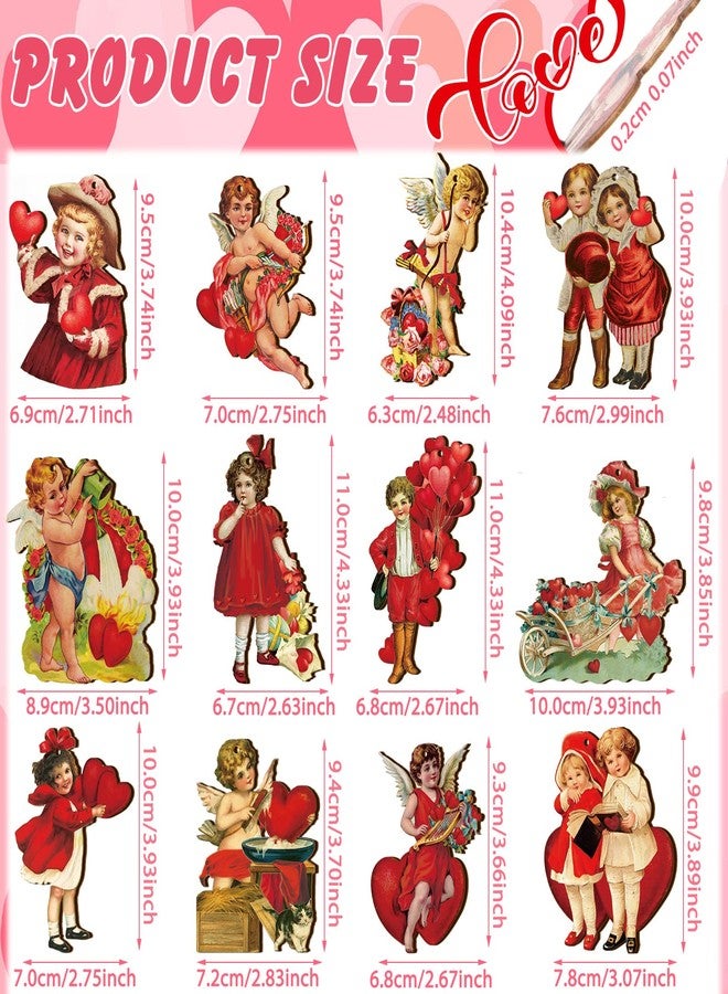 جلينمال ٤٨ قطعة من زينة عيد الحب العتيقة لشجرة عيد الحب، زينة خشبية معلقة، زينة عيد الحب، لافتات عيد الحب، ديكور عيد الحب، زينة شجرة عتيقة، زينة زخرفية - Image 3