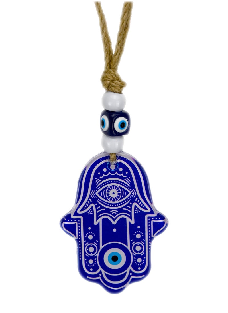 Generic - Glass Blue Hamsa Hand Wall Home Blessing Decor With Evil Eye Amulet For Protection, Abundant Blessings, Good Health And Prosperity - Image 1
