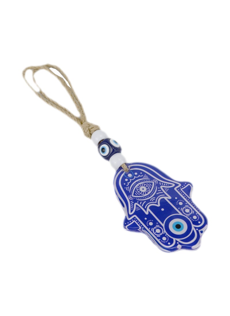 Generic - Glass Blue Hamsa Hand Wall Home Blessing Decor With Evil Eye Amulet For Protection, Abundant Blessings, Good Health And Prosperity - Image 1