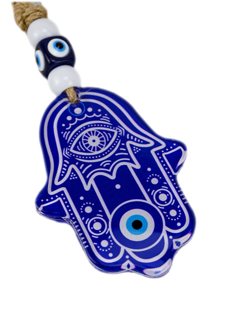 Generic - Glass Blue Hamsa Hand Wall Home Blessing Decor With Evil Eye Amulet For Protection, Abundant Blessings, Good Health And Prosperity - Image 1