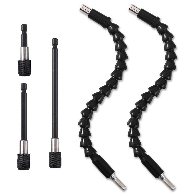 Cozihom 14 Drill Bit Extension Set 2 Pieces Flexible Drill Bit Extension Shaft 3 Pieces Quick Change Magnetic Screwdriver Bit Holder