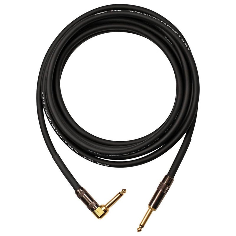 Mogami PLATINUM GUITAR-06R Instrument Cable, Gold 1/4" TS Right Angle to Straight Plug, 6 ft. - Image 1