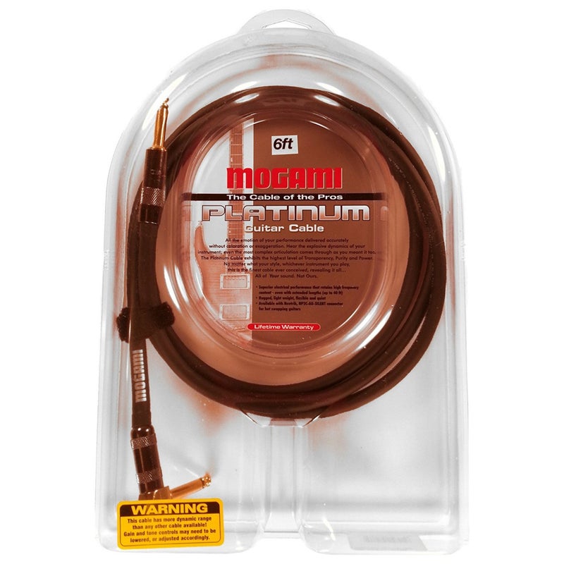 Mogami PLATINUM GUITAR-06R Instrument Cable, Gold 1/4" TS Right Angle to Straight Plug, 6 ft. - Image 4