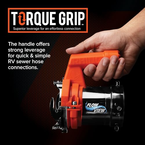 Camco Rhino RV Sewer Hose Extender PRO – 5″ Sewer Hose Extension — Torque-Grip Handle with Built-in LED Flashlight — The Easiest Way to Connect Your RV Sewer Hose (39570) - Image 4