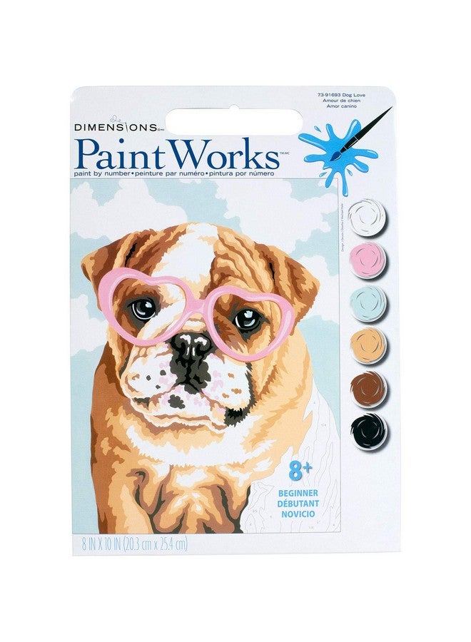 Dimensions , Dog Love, Paintworks Paint By Numbers Kit for Kids and Adults, 8'' x 10' - Image 1