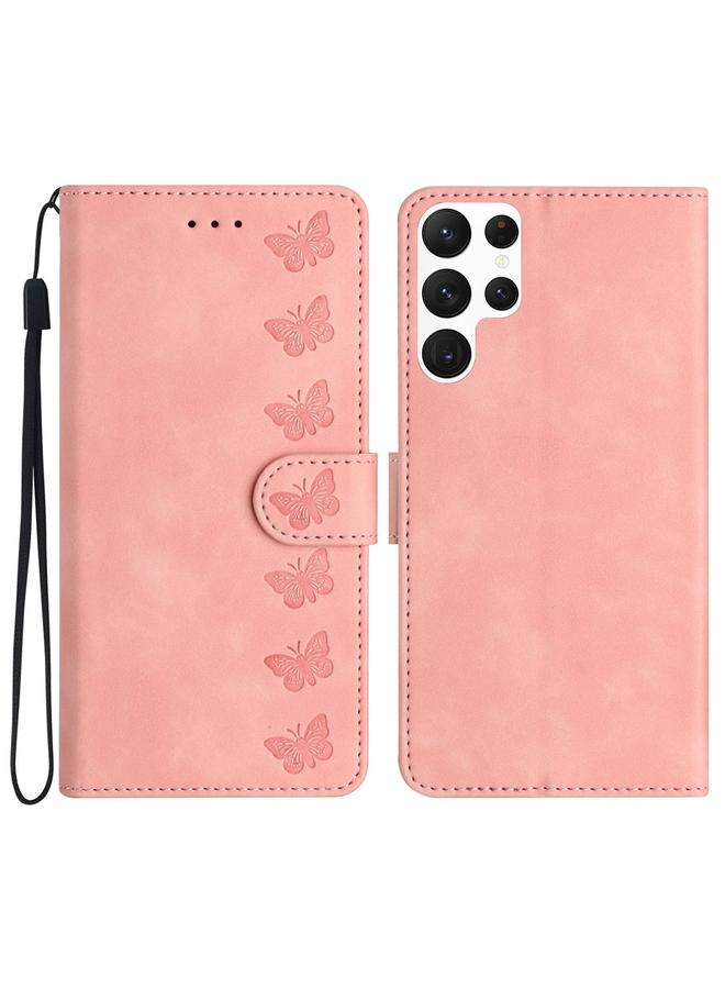 S-TOP Case For Samsung Galaxy S23 Ultra 5G Seven Butterflies Embossed Leather Phone Case - Image 1