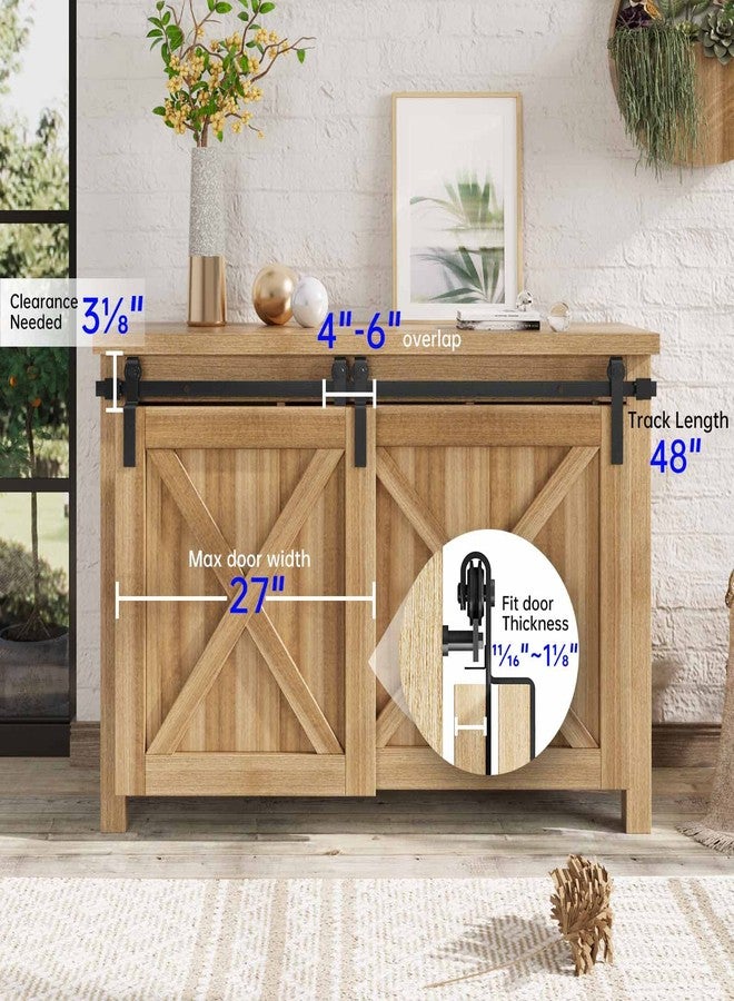 EaseLife 4 FT Mini Cabinet Bypass Double Sliding Barn Door Hardware Track Kit,Easy Install,Slide Smoothly Quietly,Apply for Storage Window TV Stand and Other Shielding (No Cabinet) - Image 3