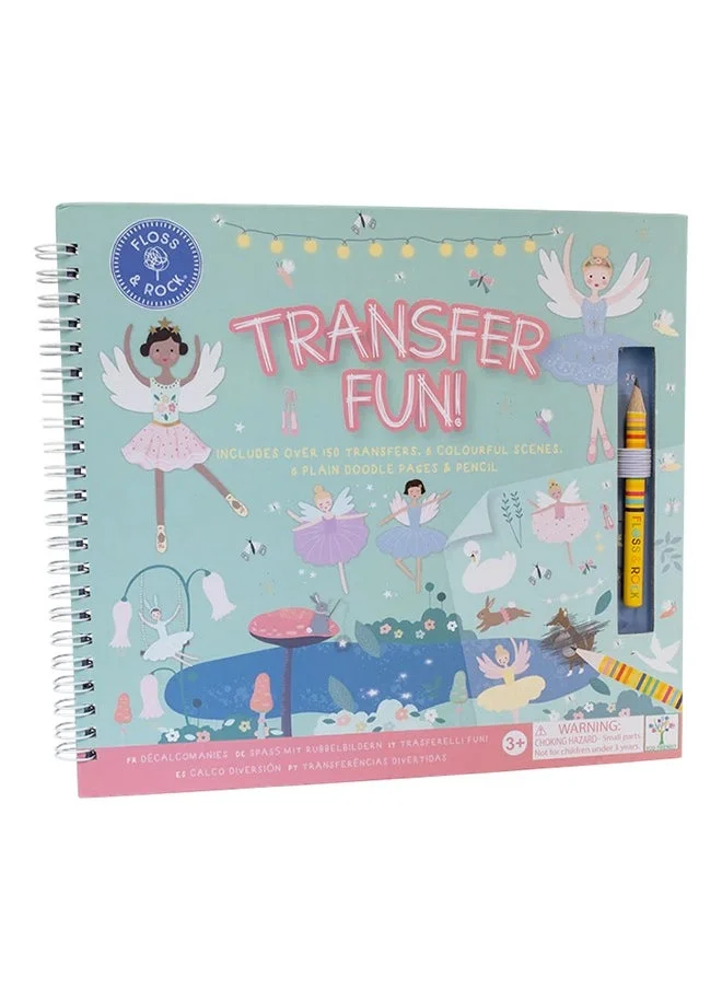 Floss & Rock Transfer Fun Activity Book for Kids  | Magical Doodle & Coloring Set with 150+ Transfers, Crayons & Blank Pages | Fairy Activity Book | Kids Art Kit | Coloring Book