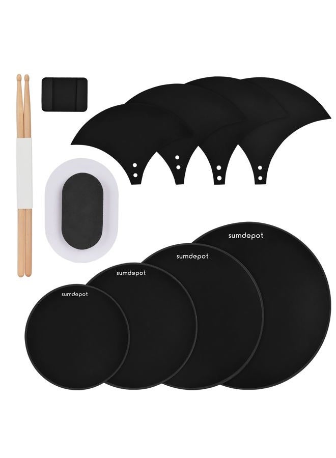 Sumdepot Drum Mute Pads 11 Pieces With Cymbal Pad And Hi Hats Set Pad, Foam Silencer Pads, Fits 10”, 12”, 14”, 16" - Image 1
