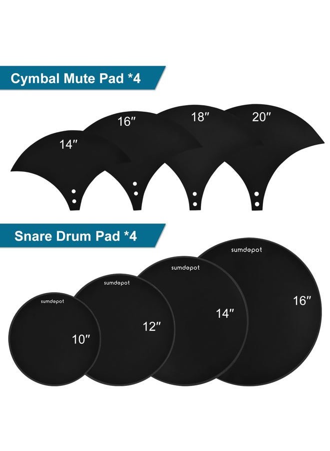 Sumdepot Drum Mute Pads 11 Pieces With Cymbal Pad And Hi Hats Set Pad, Foam Silencer Pads, Fits 10”, 12”, 14”, 16" - Image 2