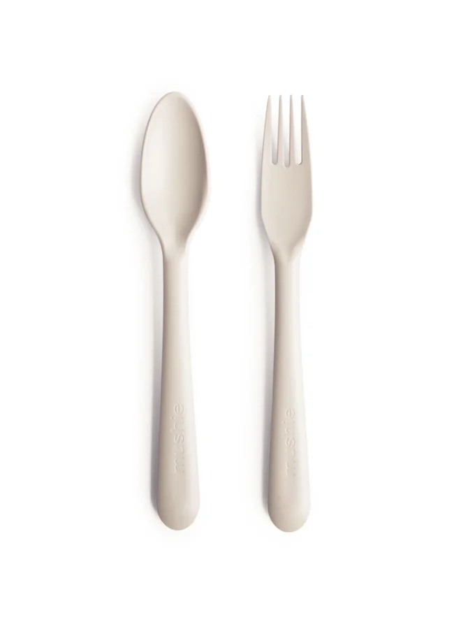 mushie Baby Fork And Spoon Set - Ivory
