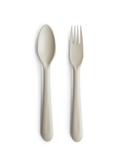 mushie Baby Fork And Spoon Set - Ivory