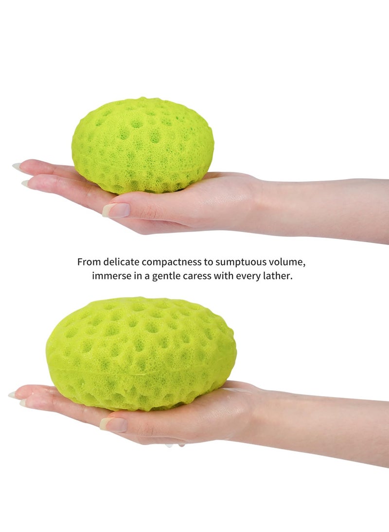 (2pec)Bath Sponge Set: Luxurious Two-Color - Vibrant Lemon Yellow and Fresh Morning Dew Lime Green, Ultra-Soft Eco-Friendly Material, Expandable Art