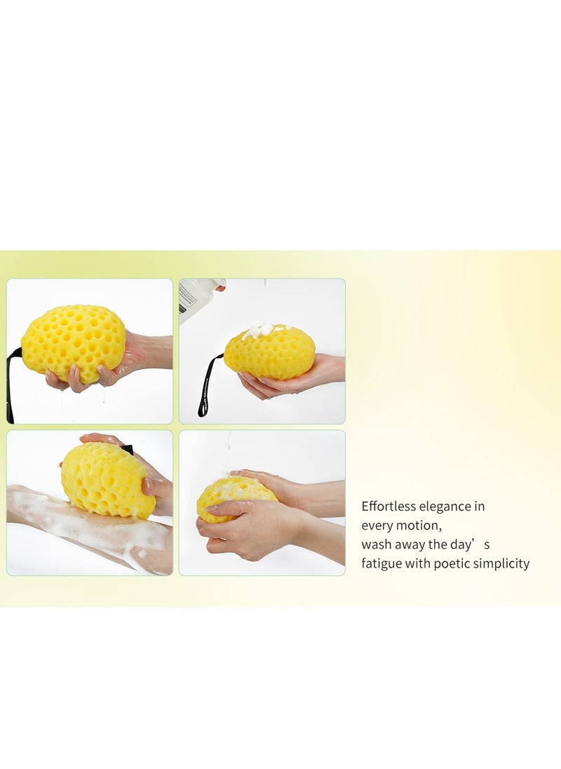 (2pec)Bath Sponge Set: Luxurious Two-Color - Vibrant Lemon Yellow and Fresh Morning Dew Lime Green, Ultra-Soft Eco-Friendly Material, Expandable Art