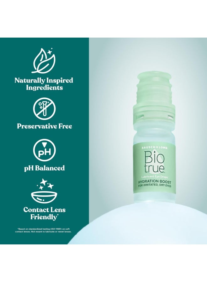 Biotrue HYDRATION BOOST EYE DROPS Pack of 2 Soft Contact Lens Friendly PRESERVATIVE FREE Dry Eye Relief Drops for Irritated Eyes Long Lasting Moisture by Bausch + Lomb 10ml - Image 2