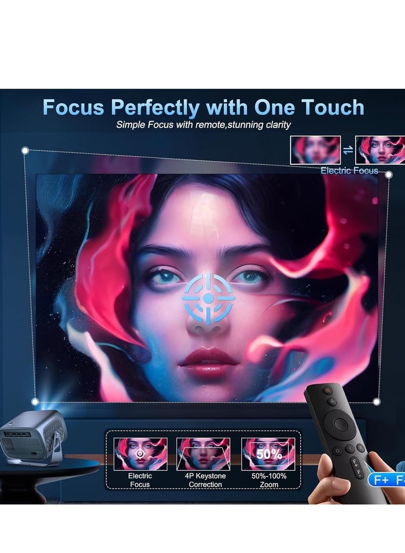 Smartbarry Smartbarry Premium Mini Projector Electric Focus Android 11.0 4K Supported 15000 Lumens WiFi 6 & BT5.0 360° Angle Adjustment Home Theater Projector for Movies & Streaming - Image 3