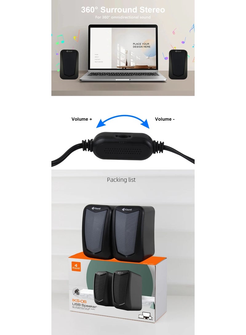 Kisonli KS-06 USB Stereo Speaker – Clear Performance in Compact Design - Image 2