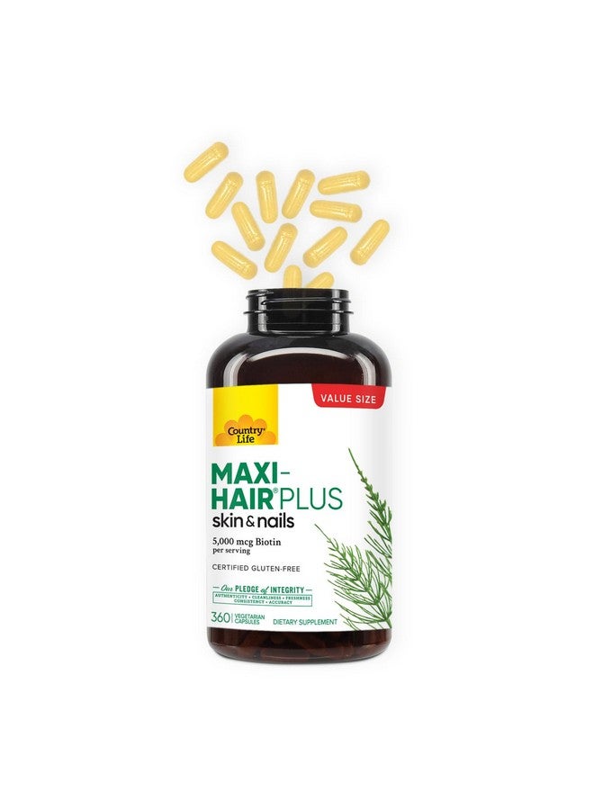 Country Life Maxi-Hair Plus 5000 mcg Biotin, 360 Capsules, Certified Gluten Free, Certified Vegetarian - Image 3