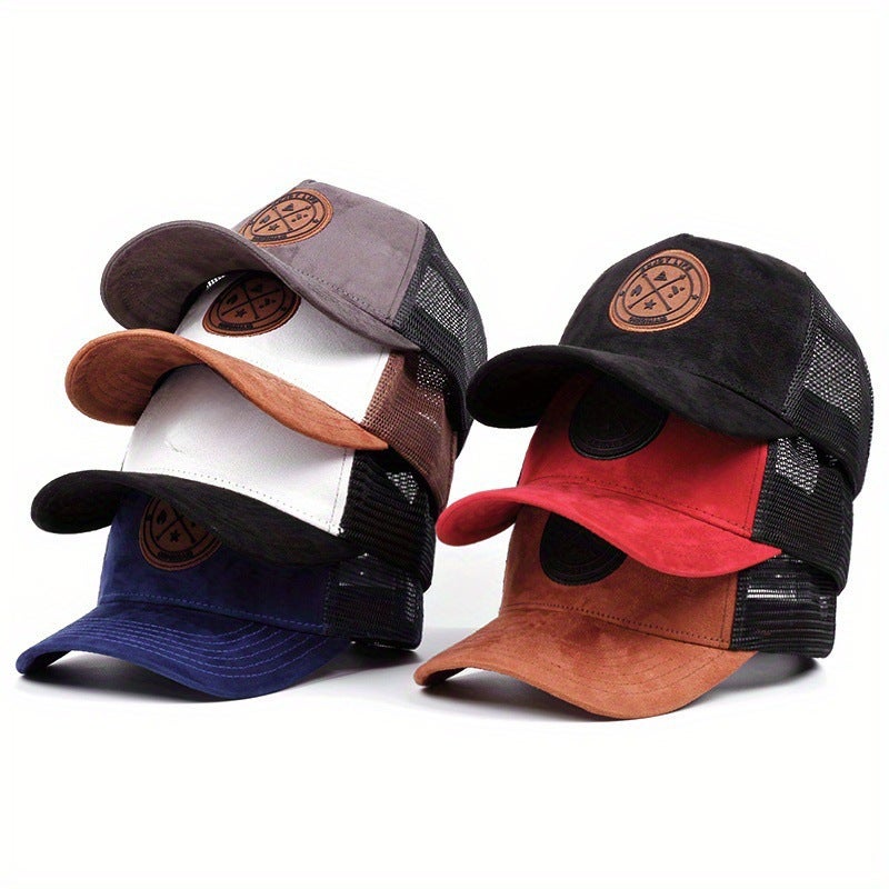 Summer Suede Mesh Baseball Cap Unisex Black - Image 4