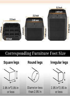 BTSD-home BTSD-home 1 Inch Bed and Furniture Risers Stackable Rising 3 Inch Heavy Duty Bed Lifts for Couch Bed Frame Dorm Table and Sofa 8 Pack  - Image 1