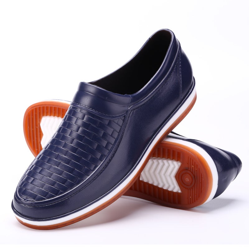 Stylish Slip-Resistant Mens Rain Shoes 317 Blue 