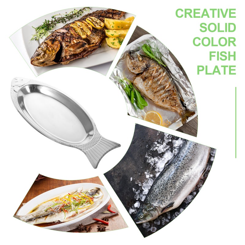 1Pc Stainless Steel Steamed Fish Plate Fish-shaped Plate for Kitchen - Image 2