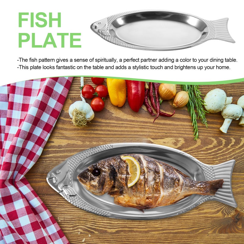 1Pc Stainless Steel Steamed Fish Plate Fish-shaped Plate for Kitchen - Image 1