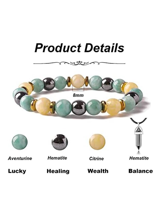 SOOWOOT Triple Protection Bracelet - Healing Crystal Stretch Protection Bracelet Anxiety relief Hematite Necklace Set Bring Protect Good Luck and Prosperity  Women - Image 2